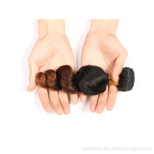 Spark Ombre Brazilian Loose Wave Remy Human Hair Extension, Raw Unprocessed virgin cuticle aligned mink human hair bundles